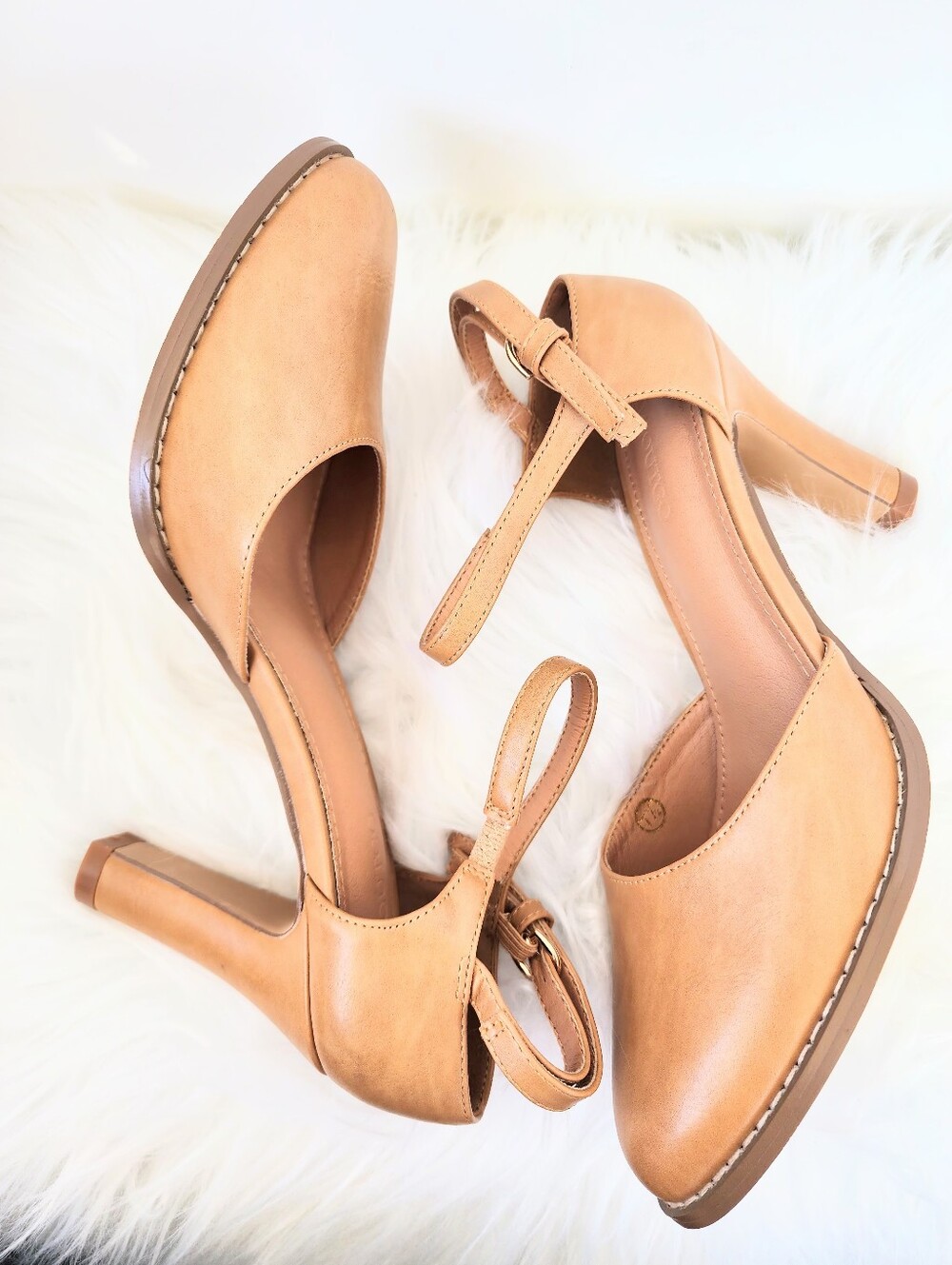 Coutgo Womens Brown Chunky High Heels 7.5